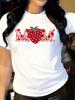 Mother's Day Gift Unisex White Short‑Sleeve Tee, Crew Neck T‑Shirt With Strawberry Mom Print, Casual Graphic Top For Mom Daily Wear Tops