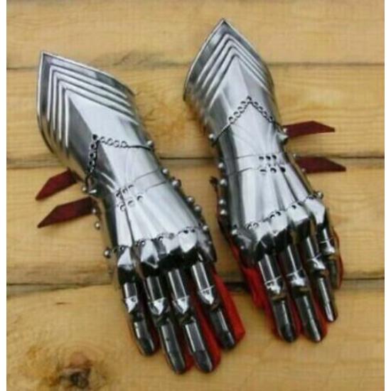 Gauntlets 18GA Steel Armor Medieval Late Gothic Knight Finger Gloves SCA LARP