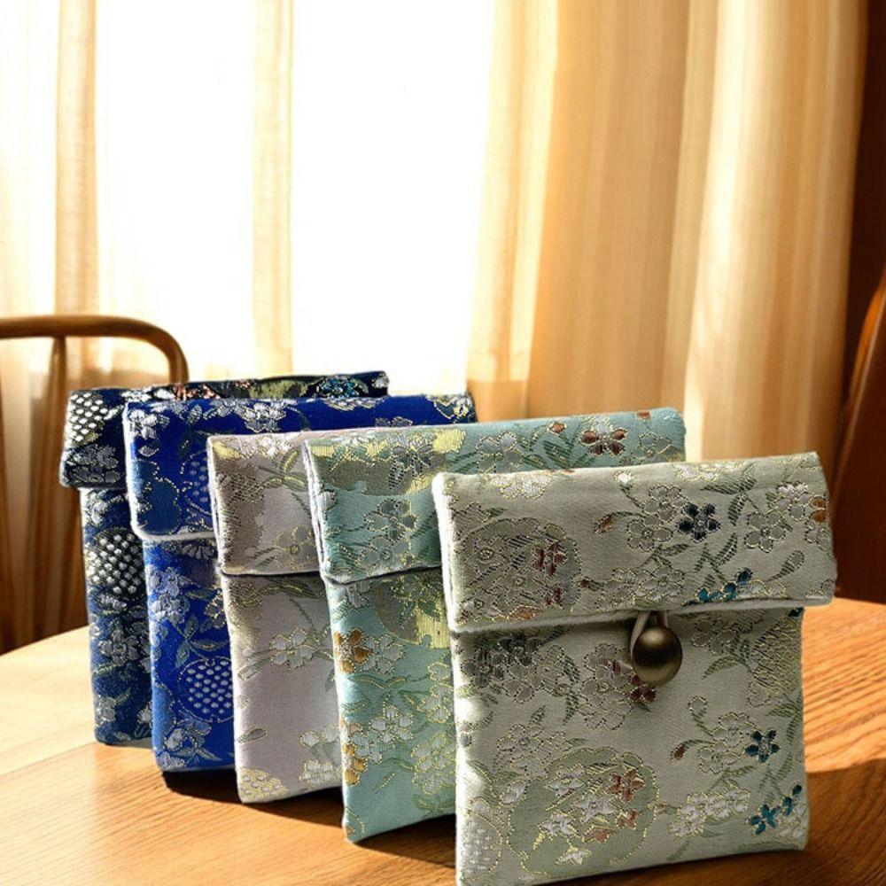 Embroidered Flowers Jewelry Packing Bag Rings Necklace Jewelry Holder Earrings Storage Case Travel