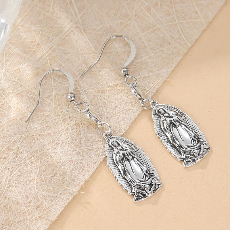 Ethnic Copper Color Heart Virgin Dangle Women's Earrings Hand Carving Geometry Party Daily Wear