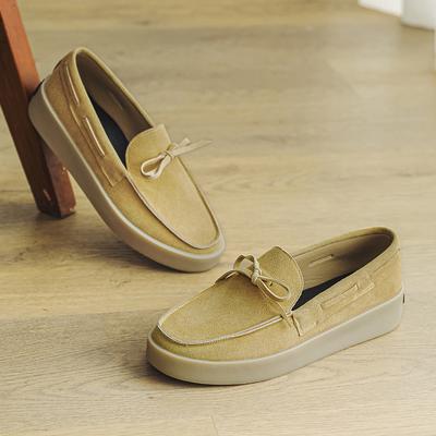Уличные замшевые лоферы с квадратным носком однотонные повседневные с бантом противоскользящая плоская обувь легкие и удобные офисные туфли