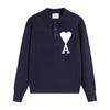 AMI New Polo Collar Knitted Sweater Jacquard Love Couple Woolen Sweater