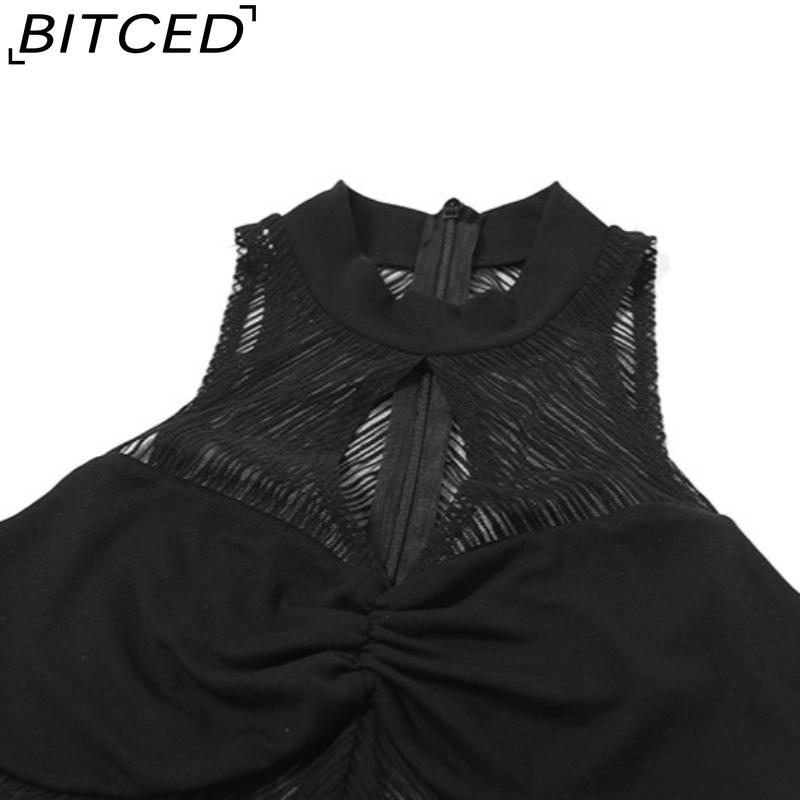 BITCED Summer Women's Fashion Sexy O-Neck Sleeveless Mesh Tank Top