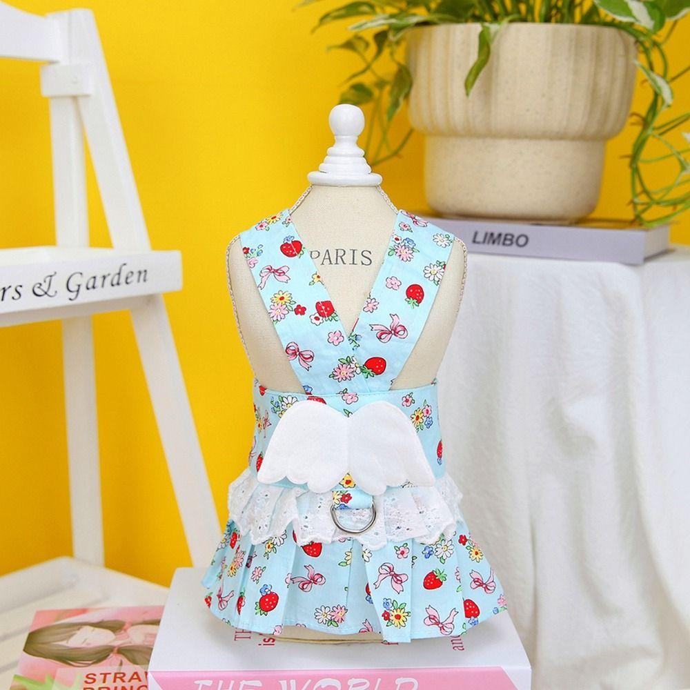 With Traction Buckle Cat Princess Dress Cute Dog Skirt Portable Pet Angel Wings Dress  Small Dogs