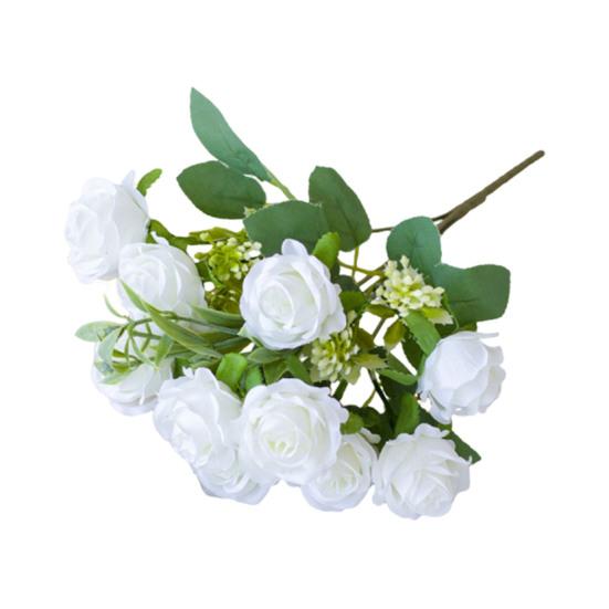 Artificial Rose Flower Branch with Stem Realistic Reusable Wedding Party Bridal Bouquet Floral Arrangement Faux