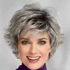 Women's Fashion Gradient Gray Wig with Bangs Heat Resistant Synthetic Short Curly Wavy Fluffy Wigs for Everyday Life