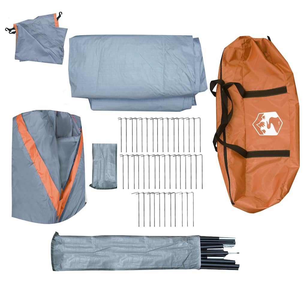Dome Family Tent for 12 Persons Gray and Orange Waterproof