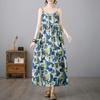 Sleeveless Strap Cotton Plus Size Vintage Floral New In Dresses For Women Casual Loose Long Summer Dress