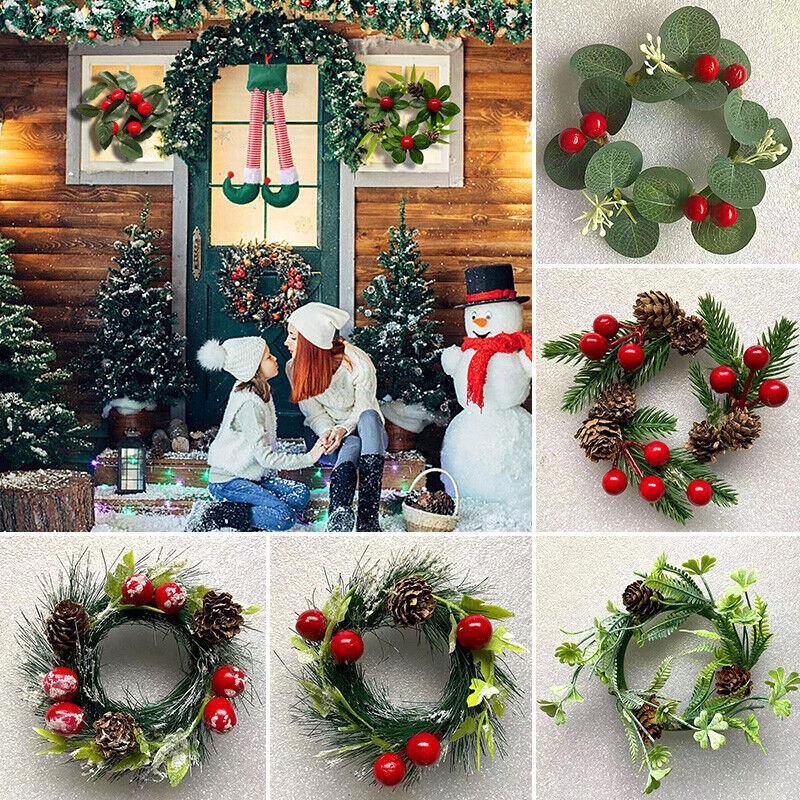 Christmas Window Berry Pine Small Wreath Hanging Decorations XMAS Home Garland