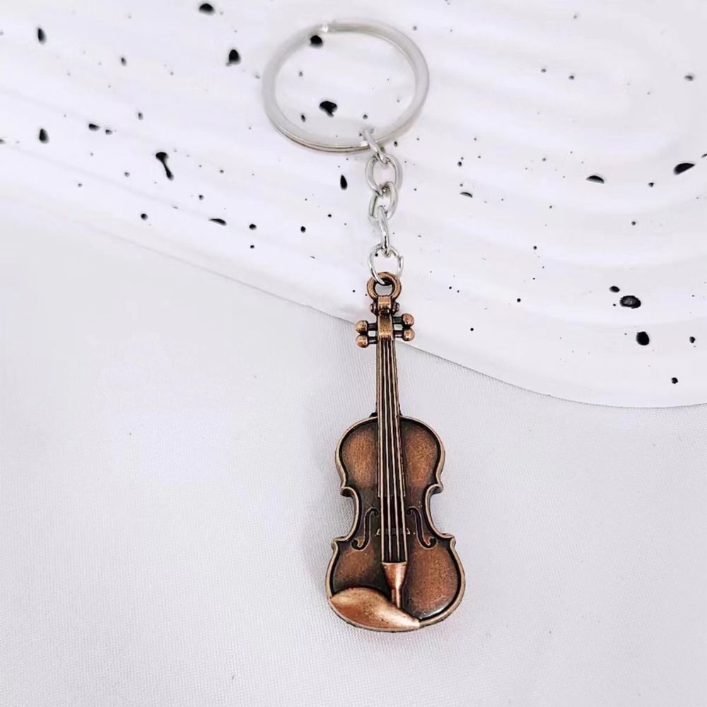 Copper Bronze Violin Key Chain Cello Musical Instrument Pendant  Musician Jewelry