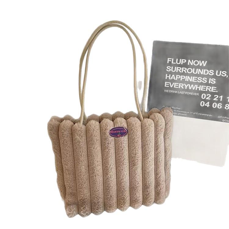 Женская пушистая сумка-тоут большой вместимости - Универсальная трансграничная сумка для通勤