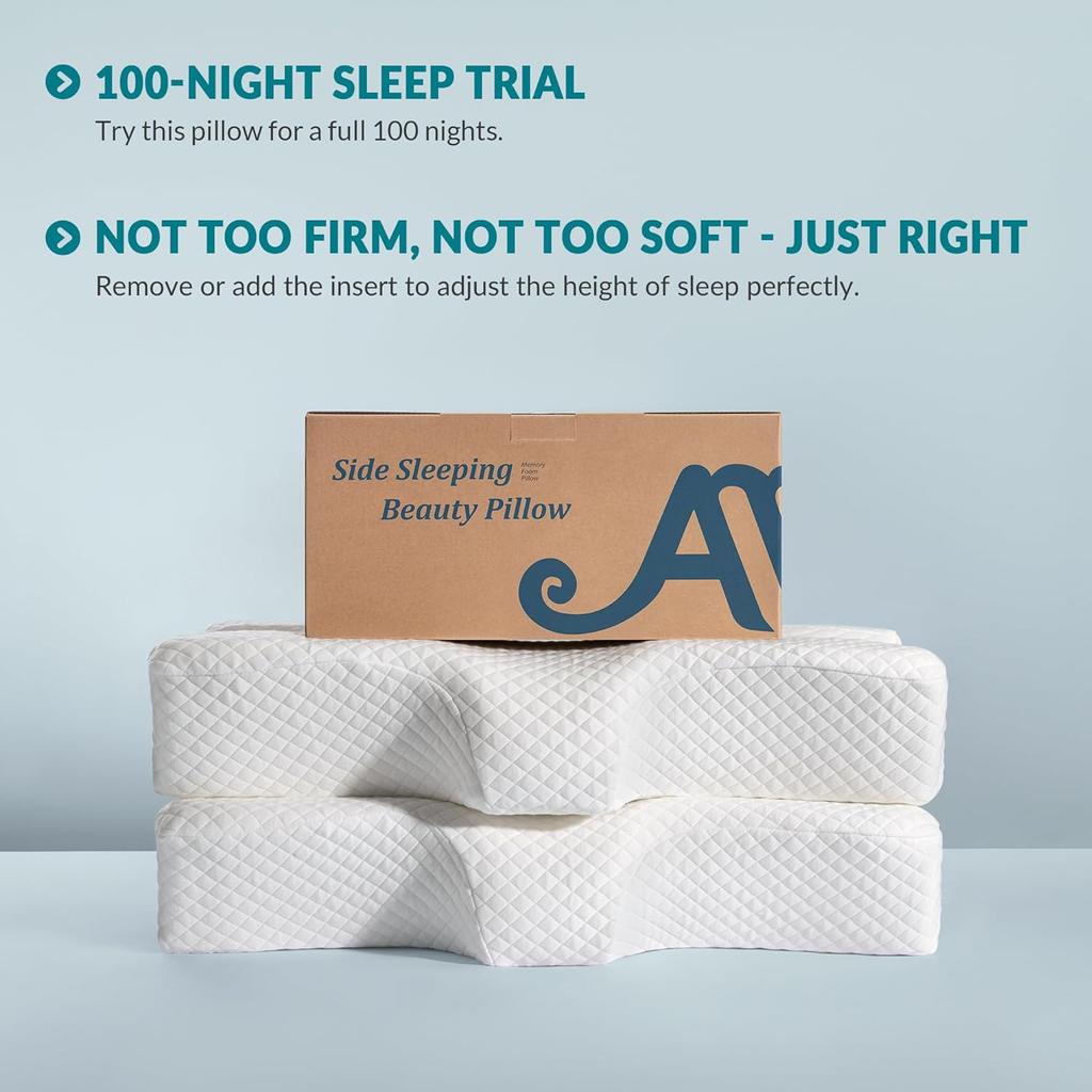 Подушка для сна на боку от боли в шее и плечах, профилактики морщин - косметическая подушка против морщин и старения.