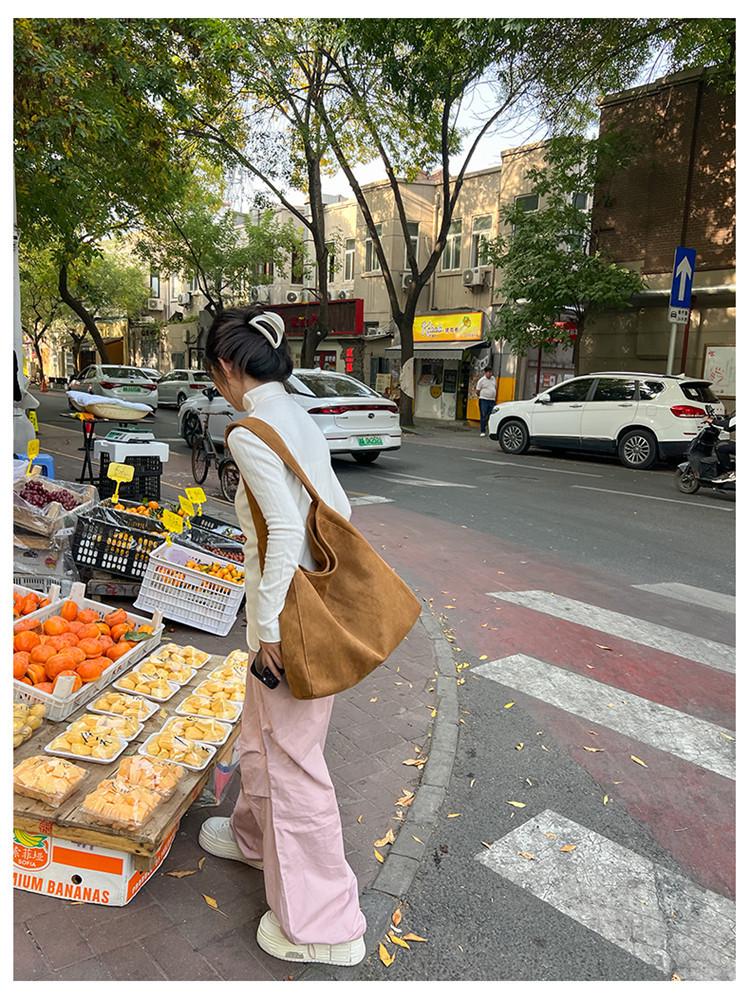 2025 Модная женская однотонная сумка-тоут через плечо