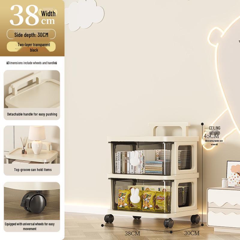Rabbit Trolley: Multi-layer Cart with Wheels and Drawer for Children's Books and Storage