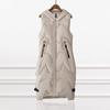 Autumn and Winter Down Cotton Vest Long Over The Knee Cotton Hooded Vest Sleeveless Thermal Vest with Camisole for Women