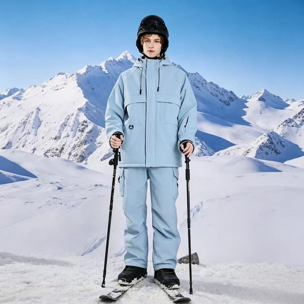 Warm Ski Suit for Men and Women Outdoor Breathable Insulated Snow Suit Warm Snowboarding Suit Waterproof Windproof Skiing Jacket and Ski Pants Set