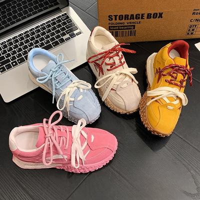 Весна Новый Стиль Женская Спортивная Повседневная Толстая Подошва Двойной Ремешок Обувь Декуан Универсальная Повседневная Модная Обувь с Перекрестным Ремешком