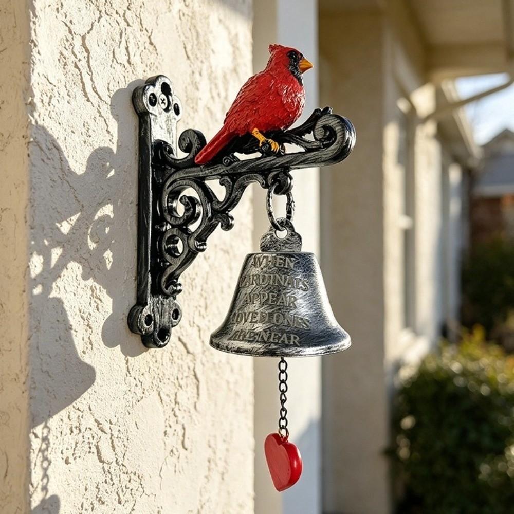 Metal Red Bird Doorbell Sturdy Retro Doorbell Rural Style Wall Mounted Doorbell Entrance Door