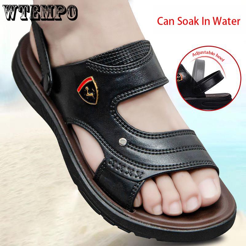 WTEMPO Летние мужские сандалии на толстой подошве, шлепанцы с мягкой подошвой, домашние нескользящие тапочки, модные уличные шлепанцы, пляжная обувь