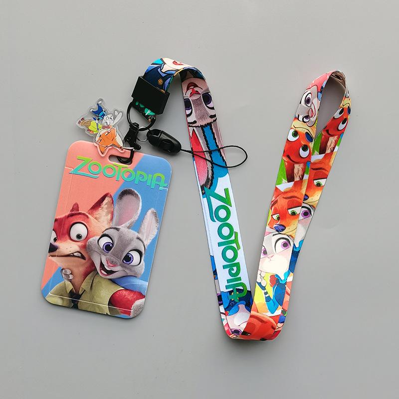 Zootopia Anime Card Holder, Bus & Metro Pass Case With Polyester Lanyard For Students