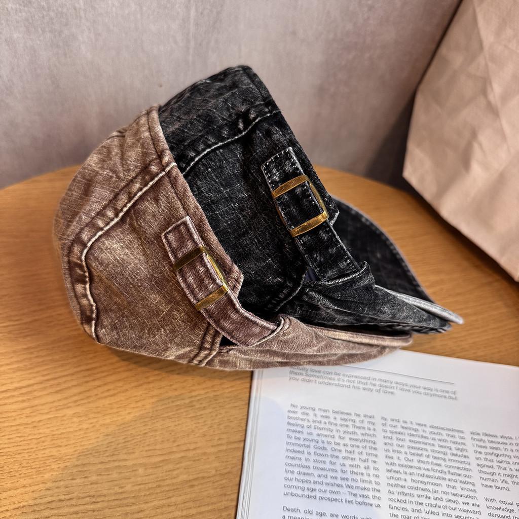 Retro Solid Color Toned Cotton Twill Cap Sunshade Casual Artistic Travel Hats