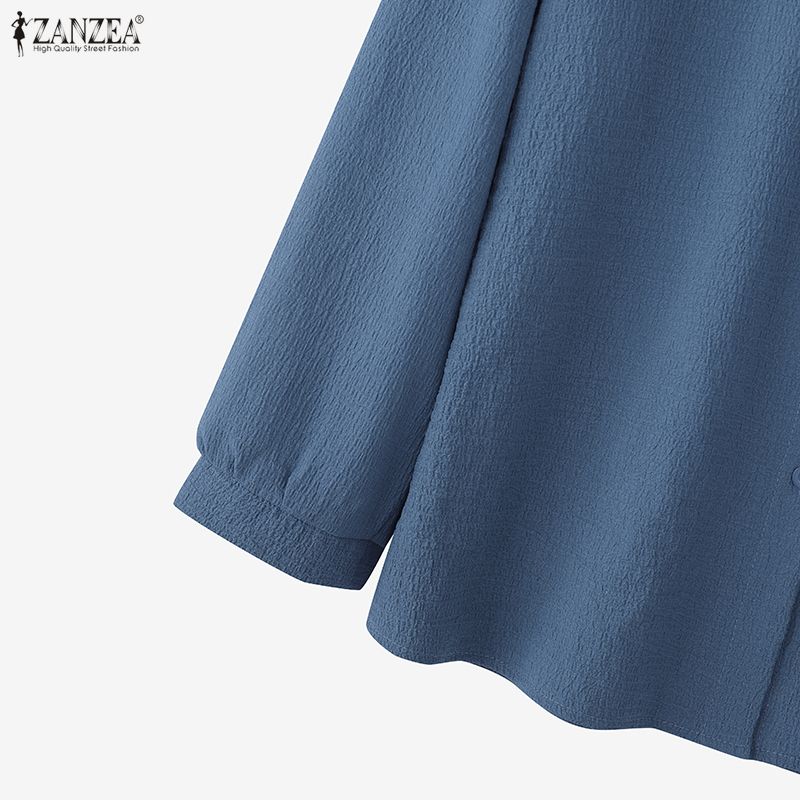 ZANZEA Женская повседневная блузка свободного кроя с отложным воротником и рукавами 3/4