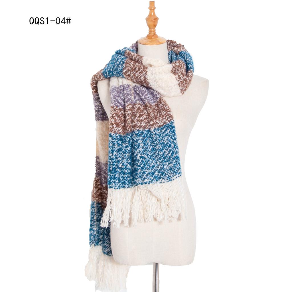 Autumn and Winter Polyester Circle Sand Plaid Scarf Women's Warm Fringed Scarf Shawl