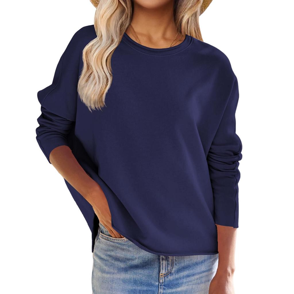 Women's ONeck Long Sleeve Sweatshirt Fall Winter Lightweight Pullover
