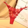 Heart Mesh Underpants Women's Low Waist Transparent Sexy Black Red T-string Panties