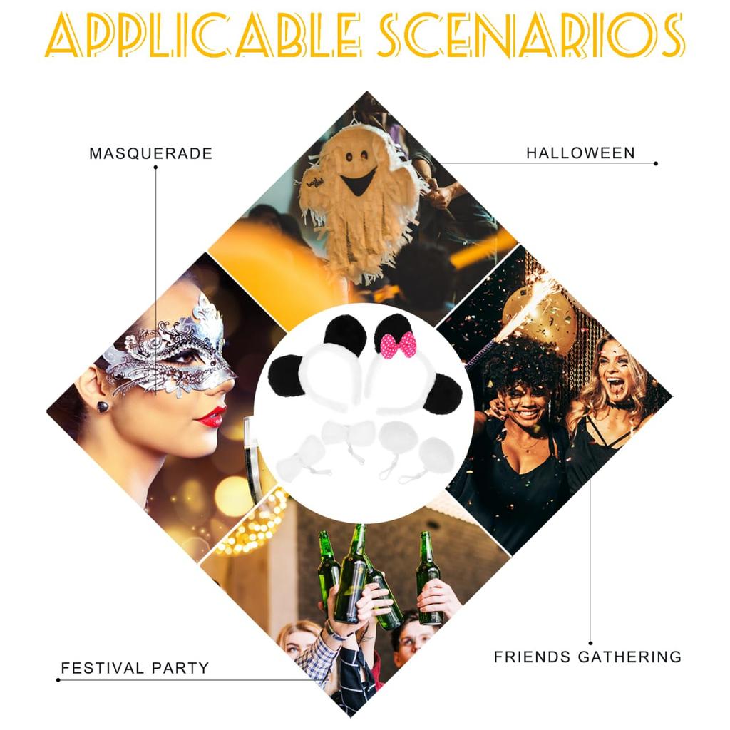 LIFKOME Set of 2 Panda Ears Panda Costume Accessories Panda Hat Panda Costume Accessories for Women Panda Ears Headband Panda Accessories for Women