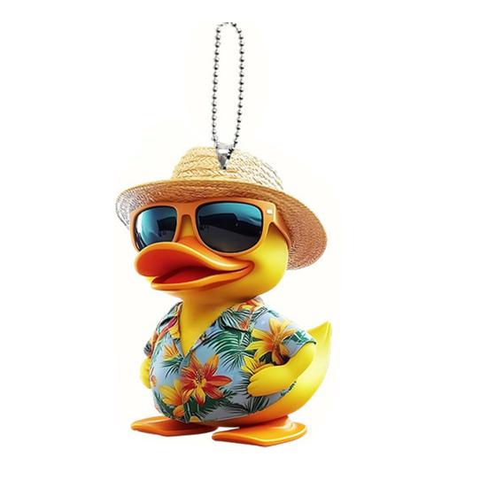 Yousheng Car Rearview Mirror Pendant Cartoon Duck Key Chain 2D Acrylic Flat Car Ornament Safe Driving Accessory