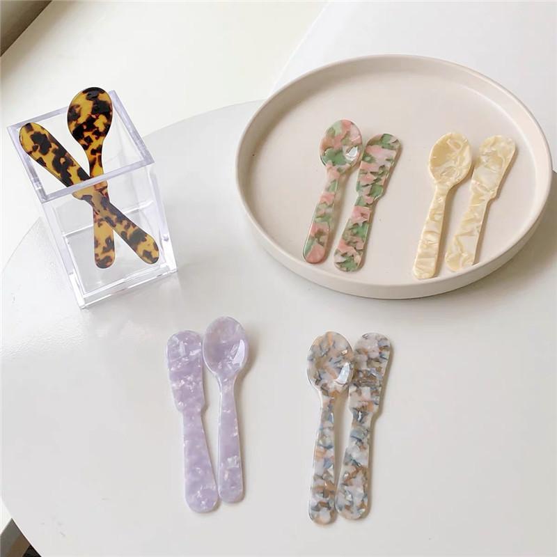 Natural Acrylic Ice Spoon Cream Coffee Caviar Spoon Stirring Spoons Dessert Spoon Teaspoon Crafts Kitchen Tool Tableware4