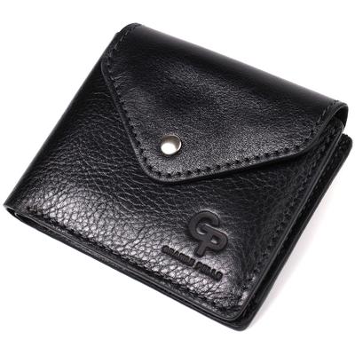 Кошелек унисекс с монетницей из глянцевой натуральной кожи GRANDE PELLE Wallet 16806 Черный