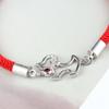 Двухсторонняя собака корейский стиль мода новые 925 стерлингового серебра ювелирные изделия щенок красная веревка собака личность браслеты Sb4