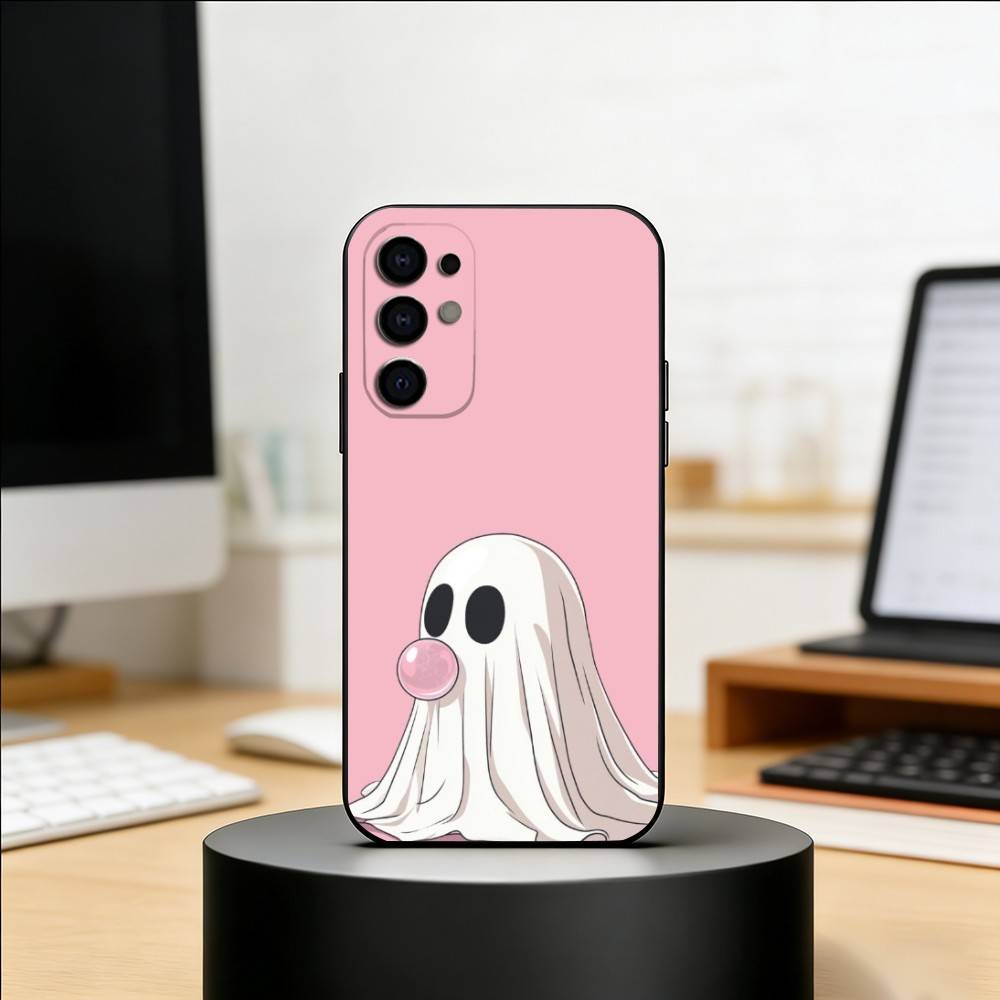 Stardust Ghost Phone Case Black Silicone Soft For Samsung S25,S24,S21,S22,S23,S30,Ultra,S20,Plus,Fe,Lite