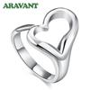 925 Серебряное минималистское кольцо с полым сердцем для женщин, свадебные модные украшения, подарок на день Святого Валентина