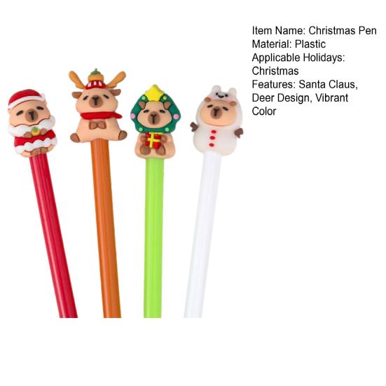 4Pcs Christmas Gel Ink Pens Cartoon Snowman Deer Design Smooth Writing Comfortable Grip Kids Pens Christmas Party Favors