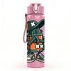 1PC Hip Hop Astronaut Pattern 750ml Color Plastic Sports Water Bottle Leakproof Flip Straw Lid Suitable for Sports Office Home Use