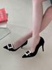Crescentseoul Luna Velvet Jewel Pumps Heels Black