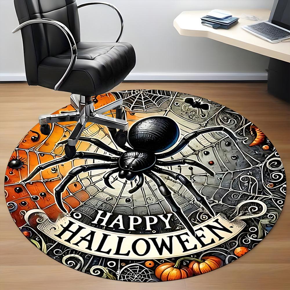 1pc Halloween Spider Office Round Area Rug, Under Office Chairs Bedroom Living Room Home Decor, Room Deco, Available in Various Sizes