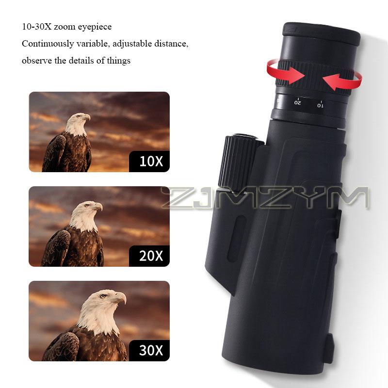 10-30x50 Zoom HD Telescope Long Range Bak4 Prism Telescope Monocular Telescope With Tripod Phone Clip For Watching Bird Hunting
