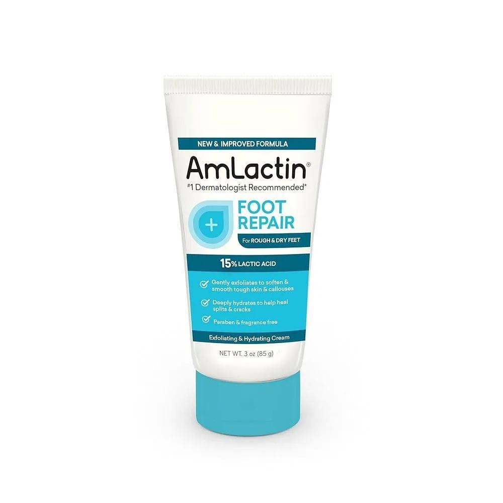 AmLactin Foot Repair Cream 85g - 3 oz Foot Cream for Dry Cracked Heels with 15%