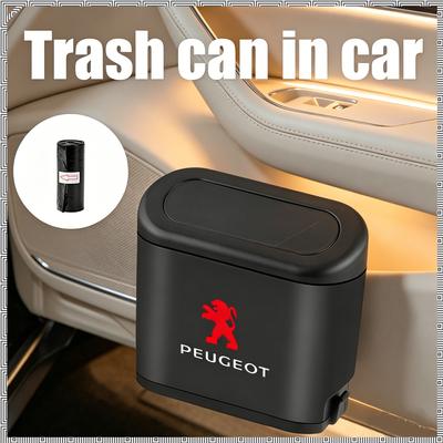 1pc With Lid Mini Car Trash Can Garbage Bin For 206 307 308 3008 207 208 407 508 2008 5008 205 Auto Hub Cap Accessories
