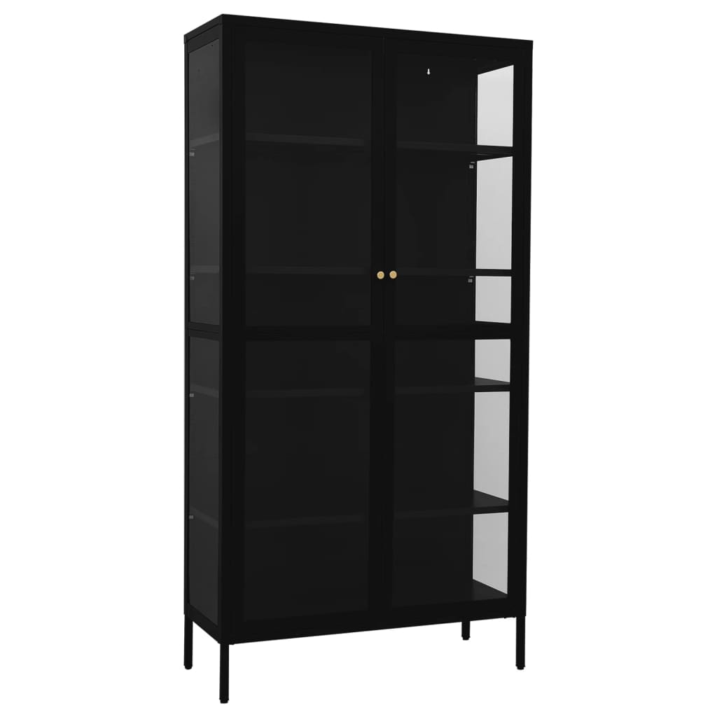 Vidaxl Витрина, Черная, 90x40x180 см, Сталь И Закаленное Стекло
