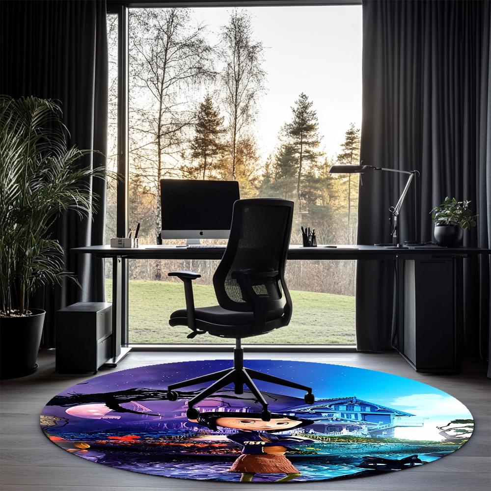 Coraline Printed Round Rug Carpet Chair Rug Area Rug Entryway Doormats,for Office Chair Living Room Bedroom Kitchen Room.
