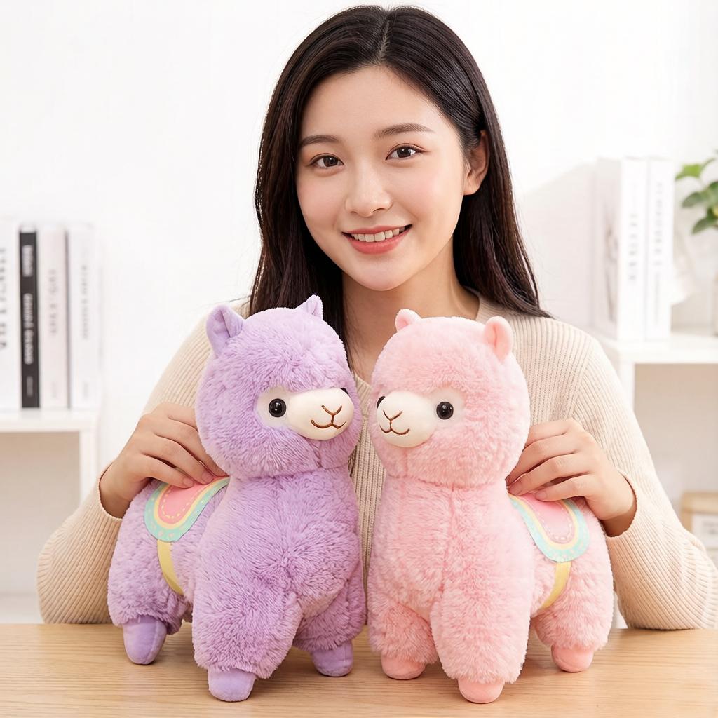 3550Cm Stuffed Saddle Alpaca Doll Plush Toy Purple Pink White Sheep Fuzzy Standing Grassland Cartoon Animal Gift