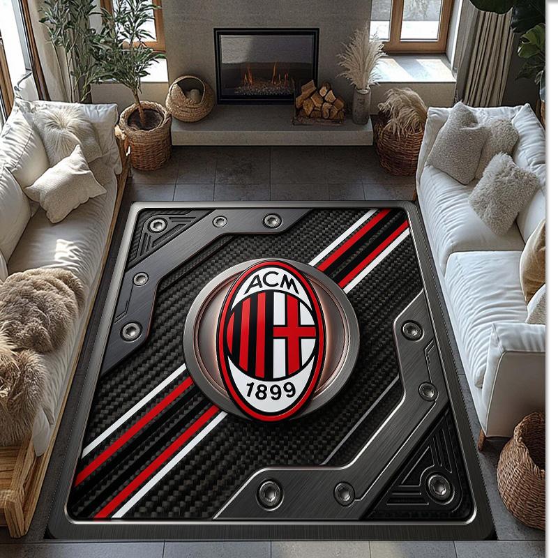 Фланелевый ковер с принтом AC Milan, нескользящий, мягкий, из полиэстера, для пола, декоративный коврик для спальни, гостиной, дивана, игровой комнаты, домашний декор
