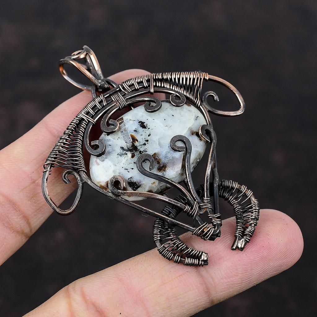 Астрофиллитовый кулон, медная проволока, обернутые ювелирные изделия, кулон ручной работы с драгоценным камнем, черепаха, медные украшения, новый кулон, подарок для женщин