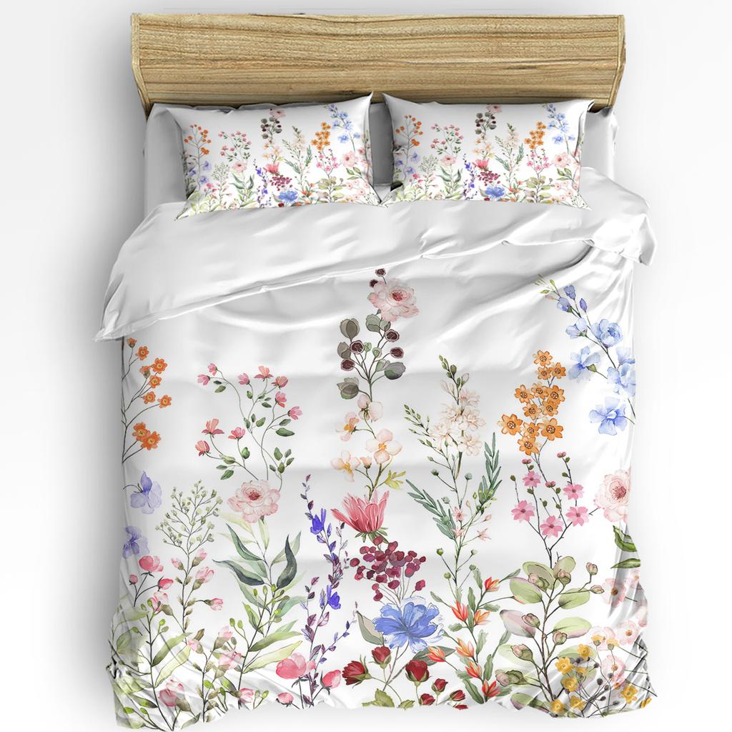Spring Flowers Plants Wildflowers 3pcs Bedding Set For Double Bed Home Textile Duvet Cover Quilt Cover Pillowcase