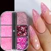 Блеск для ногтей 6 Grid Barbie Platinum Symphony Powder Sequins Pearlescent Powder Nail Glitter